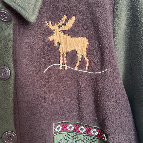 VTG Christopher and Banks Fall Embroidered Color Block Fleece Women’s Large - Picture 5 of 11